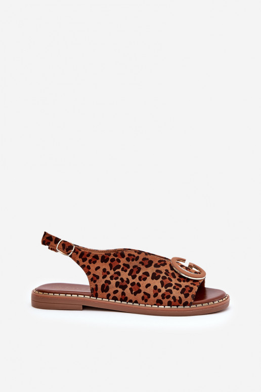 Flat Sandals With Decoration Leopard Brown Haliones Flat Sandals With Decoration Leopard Brown Haliones