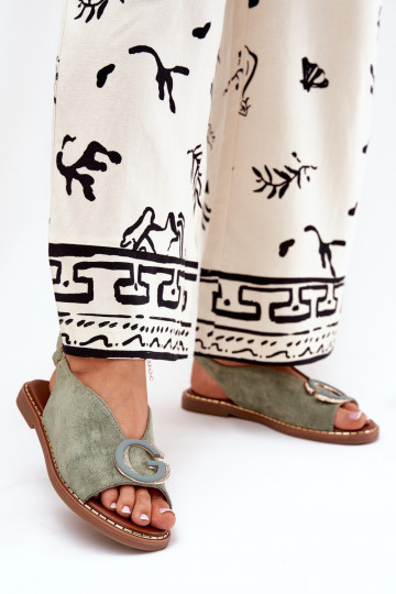Flat Sandals With Decoration Green Haliones 2