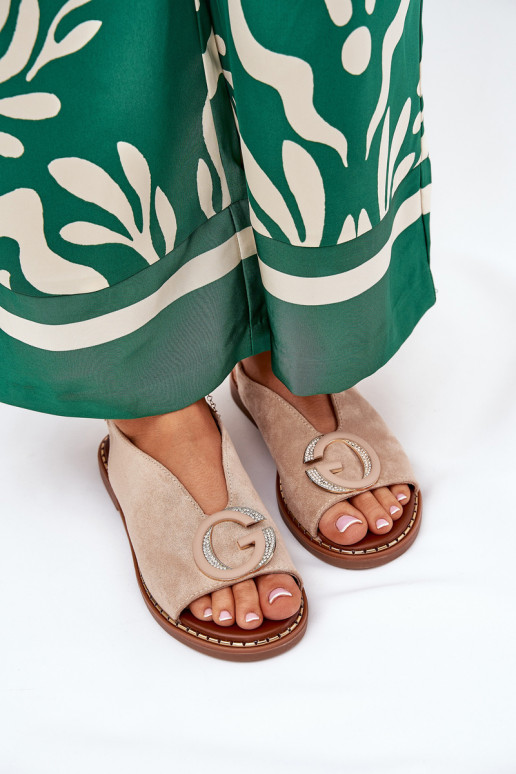 Flat Sandals With Decoration Beige Haliones Flat Sandals With Decoration Beige Haliones
