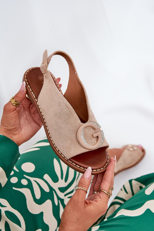 Flat Sandals With Decoration Beige Haliones Flat Sandals With Decoration Beige Haliones