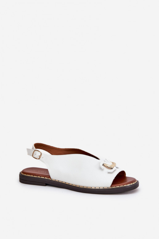 Flat Sandals With Decoration Eco Leather White Tillireta Flat Sandals With Decoration Eco Leather White Tillireta