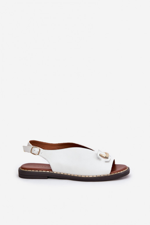 Flat Sandals With Decoration Eco Leather White Tillireta Flat Sandals With Decoration Eco Leather White Tillireta