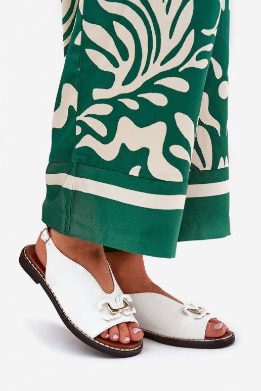 Flat Sandals With Decoration Eco Leather White Tillireta Flat Sandals With Decoration Eco Leather White Tillireta