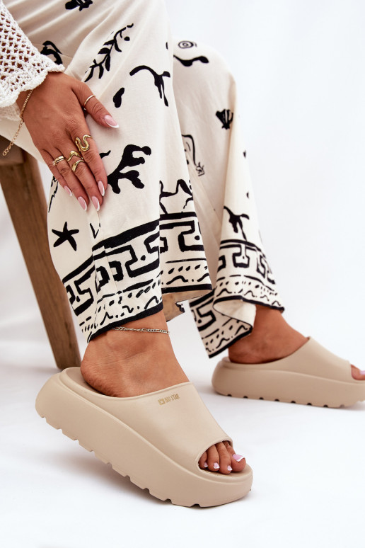 Women Foam Slippers On Platform Big Star RR274A569 Beige