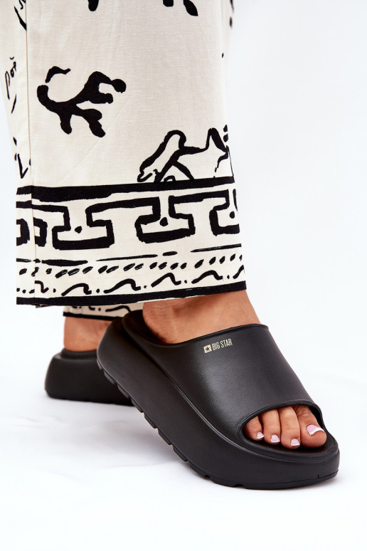 Piankowe Klapki Damskie Na Platformie Big Star RR274A567 Czarne