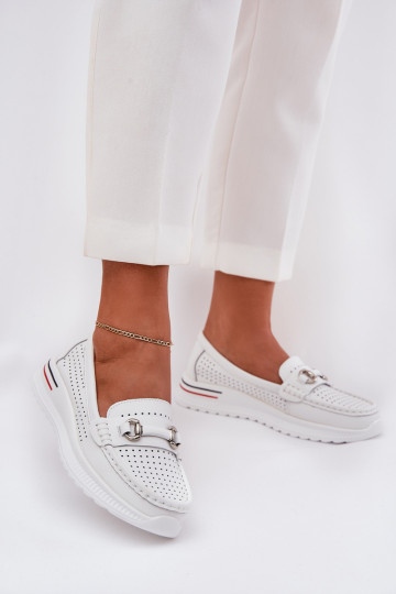 Perforated Ballet Flats Made Of Natural Leather Vinceza 95331 White 2