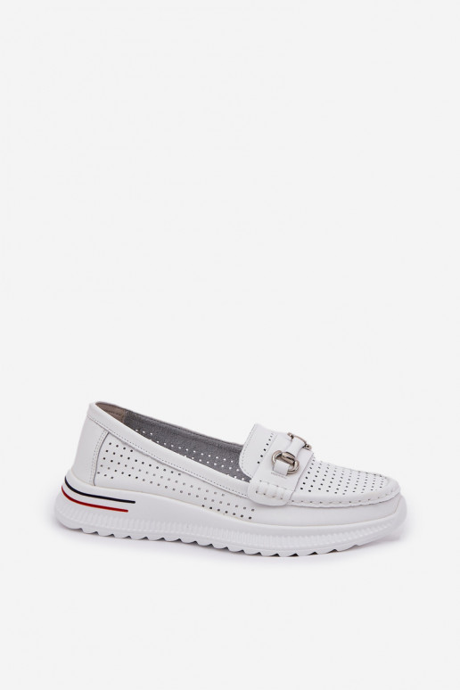 Perforated Ballet Flats Made Of Natural Leather Vinceza 95331 White Perforated Ballet Flats Made Of Natural Leather Vinceza 95331 White