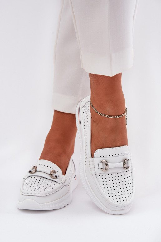 Perforated Ballet Flats Made Of Natural Leather Vinceza 95331 White Perforated Ballet Flats Made Of Natural Leather Vinceza 95331 White