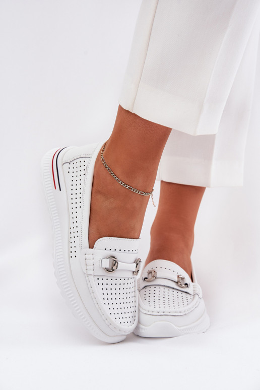 Perforated Ballet Flats Made Of Natural Leather Vinceza 95331 White Perforated Ballet Flats Made Of Natural Leather Vinceza 95331 White