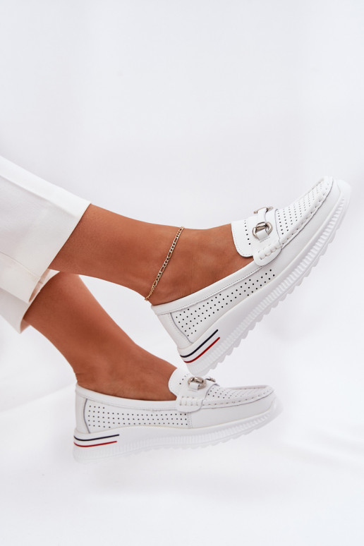 Perforated Ballet Flats Made Of Natural Leather Vinceza 95331 White Perforated Ballet Flats Made Of Natural Leather Vinceza 95331 White