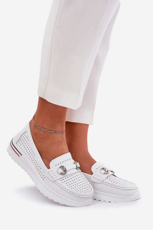 Perforated Ballet Flats Made Of Natural Leather Vinceza 95331 White Perforated Ballet Flats Made Of Natural Leather Vinceza 95331 White