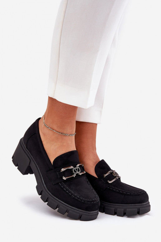 Eco Suede Women's Shoes With Decoration 39921 Black Vinceza