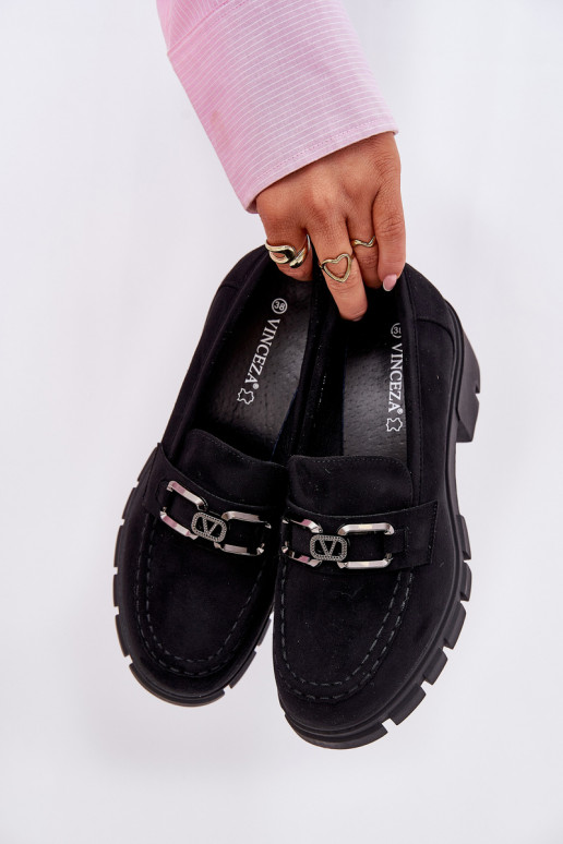 Eco Suede Women's Shoes With Decoration 39921 Black Vinceza