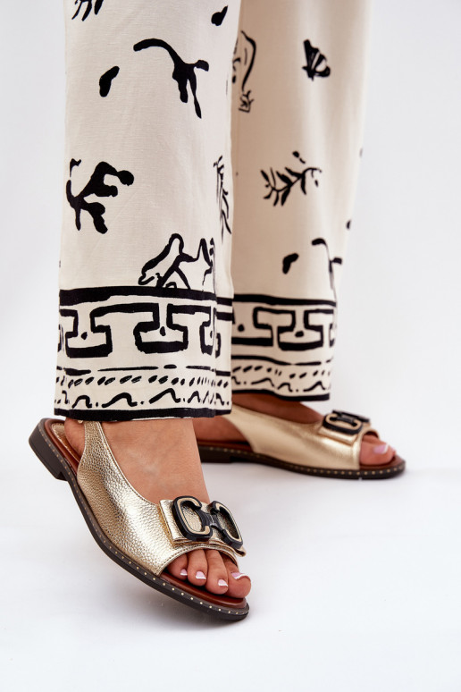 Flat Sandals With Decoration Eco Leather Gold Lilria Flat Sandals With Decoration Eco Leather Gold Lilria
