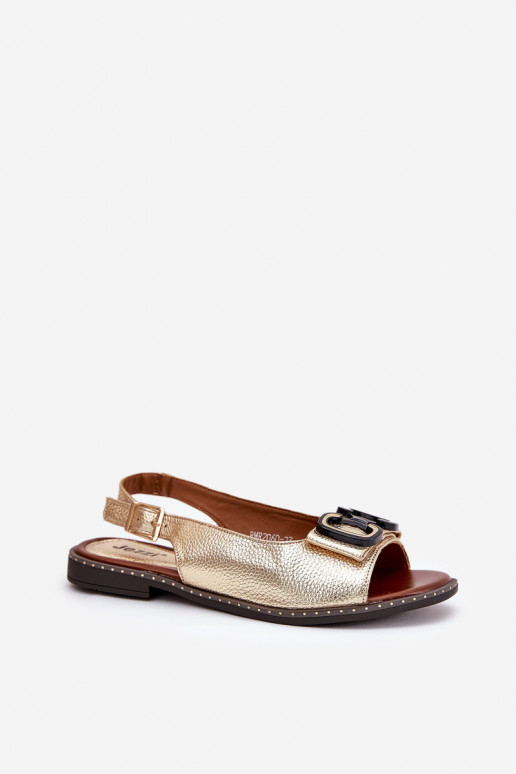 Flat Sandals With Decoration Eco Leather Gold Lilria Flat Sandals With Decoration Eco Leather Gold Lilria