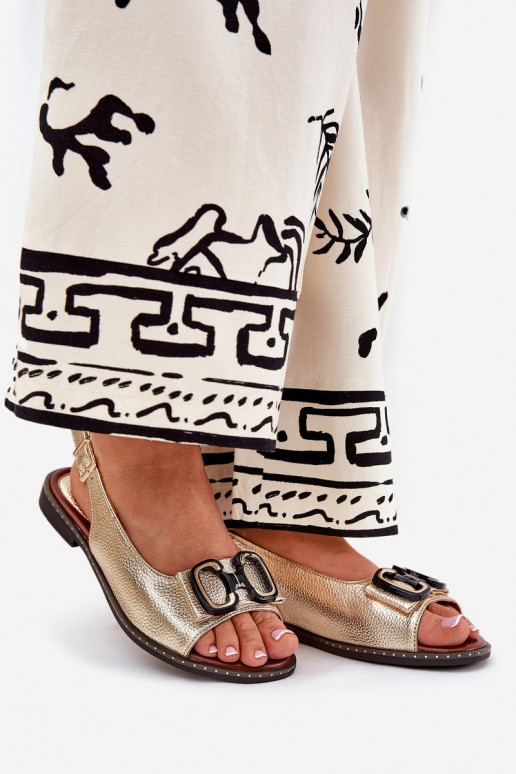 Flat Sandals With Decoration Eco Leather Gold Lilria Flat Sandals With Decoration Eco Leather Gold Lilria
