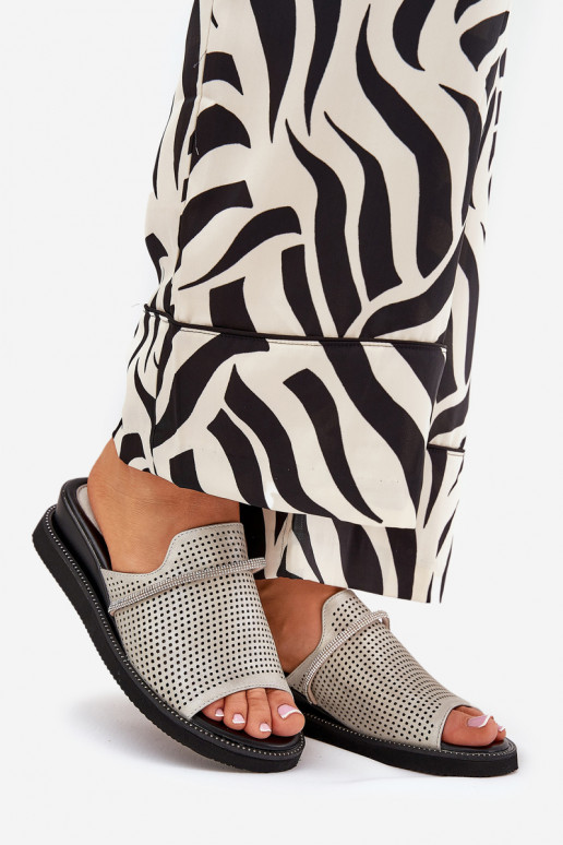 Womens wedge sandals with decorative strap silver Teriwes