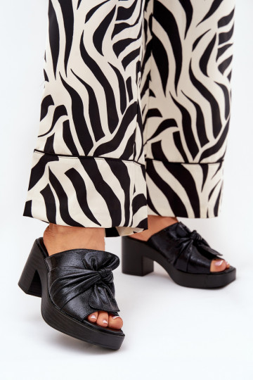 Women's Heeled Sandals Made Of Eco Leather Black Kikilla