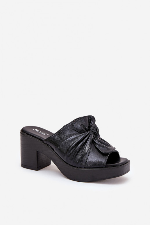 Women's Heeled Sandals Made Of Eco Leather Black Kikilla