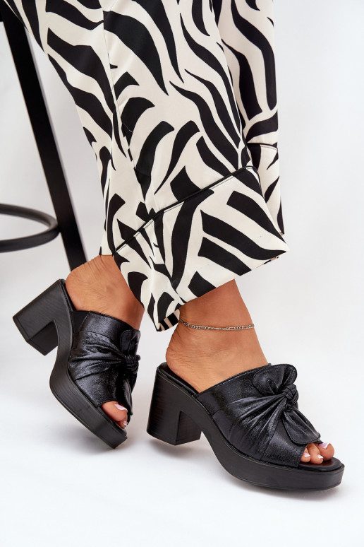Women's Heeled Sandals Made Of Eco Leather Black Kikilla
