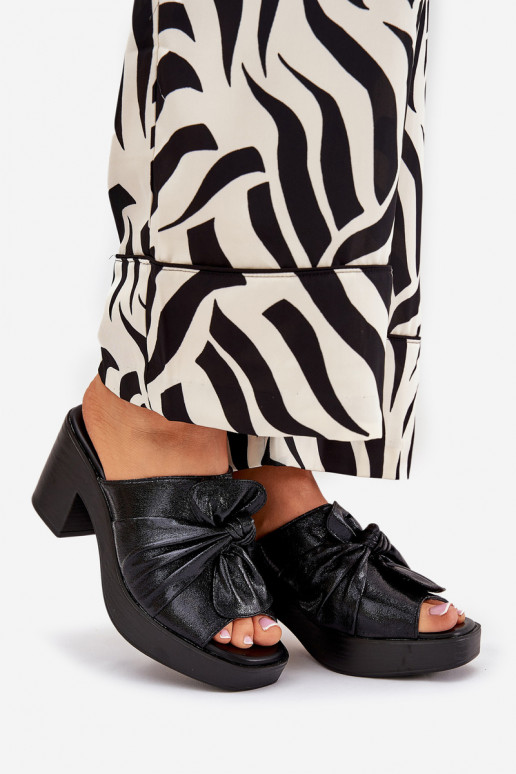 Women's Heeled Sandals Made Of Eco Leather Black Kikilla