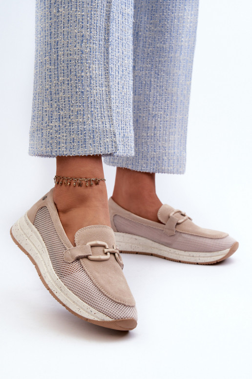 Women's Suede Moccasins D&A Beige