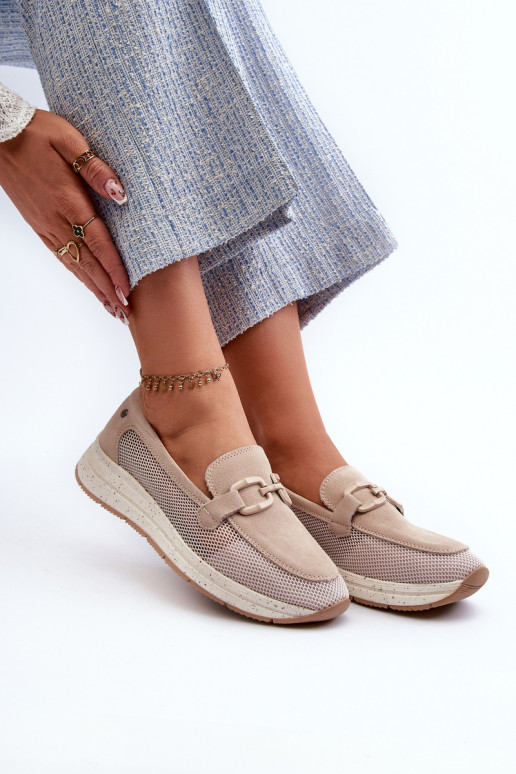 Women's Suede Moccasins D&A Beige