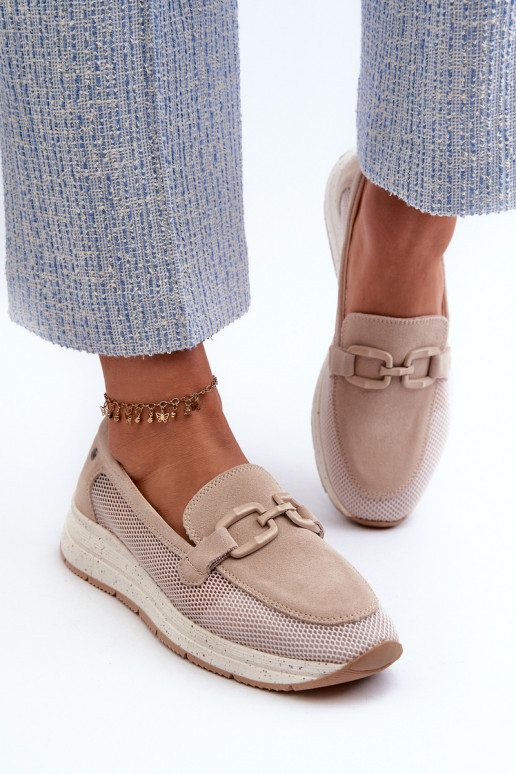 Women's Suede Moccasins D&A Beige