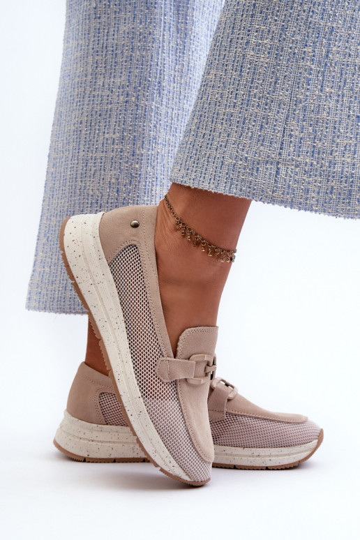 Women's Suede Moccasins D&A Beige