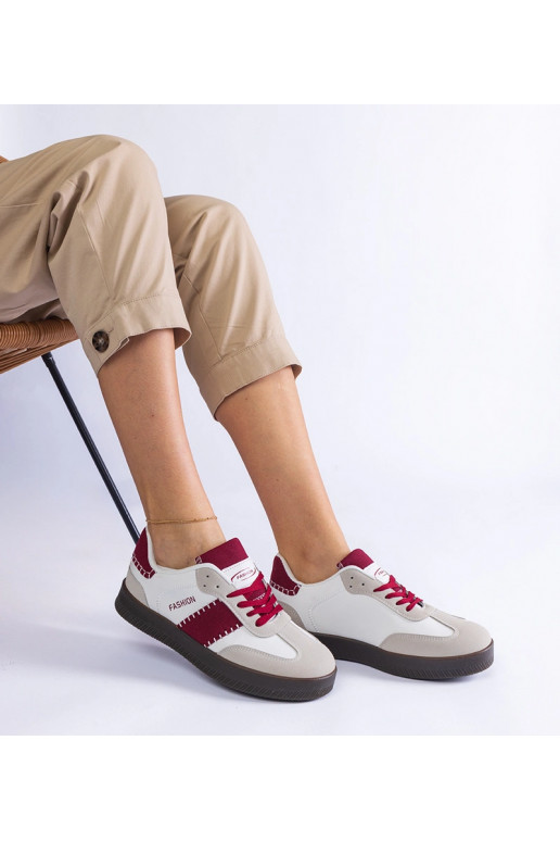 Bordowe sneakersy na platformie z...