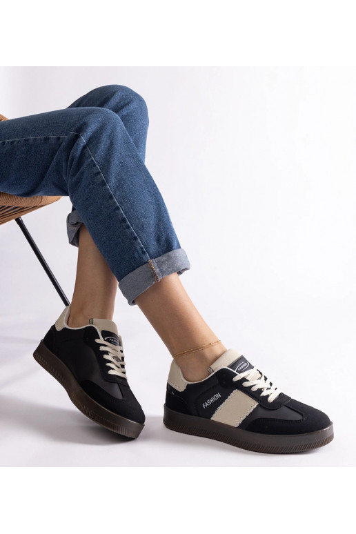 Czarne sneakersy na platformie z...