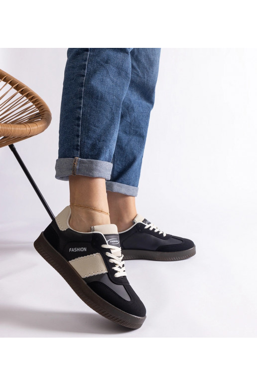 Czarne sneakersy na platformie z...