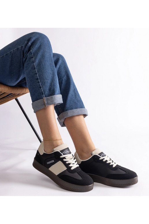 Czarne sneakersy na platformie z...