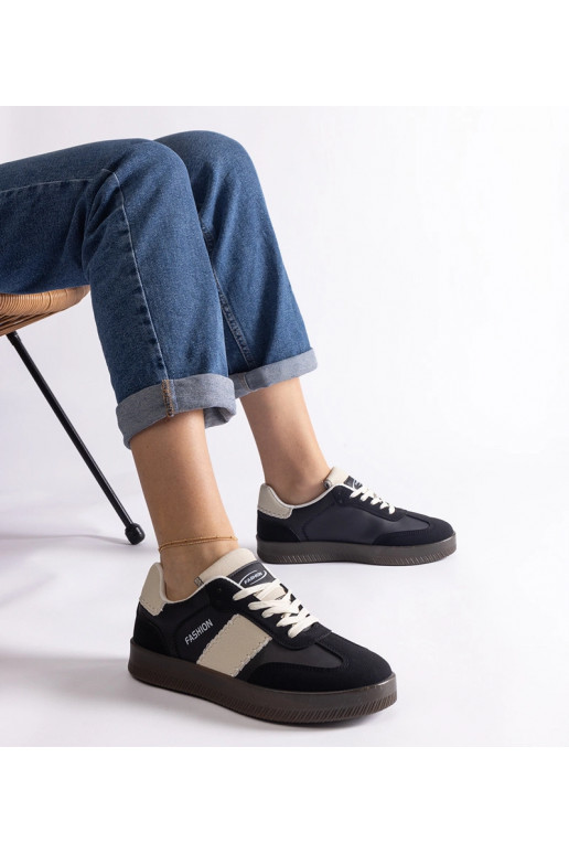 Czarne sneakersy na platformie z...