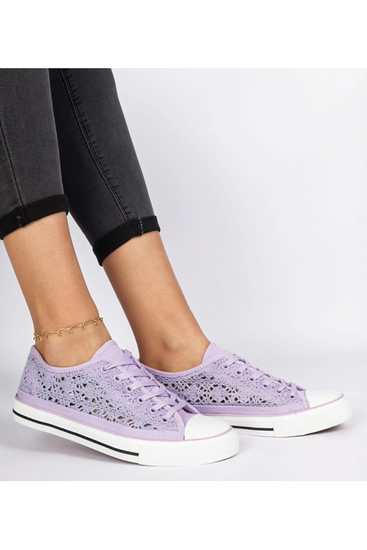 Fioletowe trampki damskie ażurowe Saha