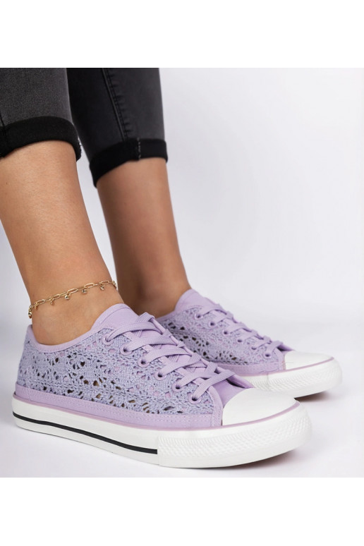 Fioletowe trampki damskie ażurowe Saha