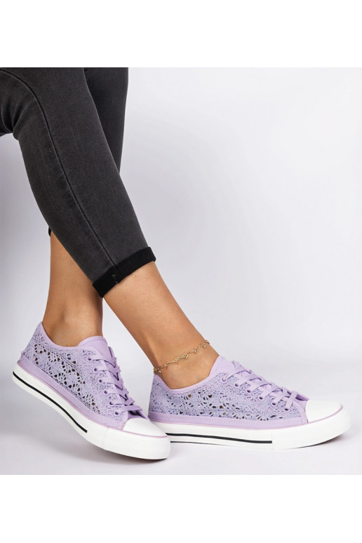 Fioletowe trampki damskie ażurowe Saha