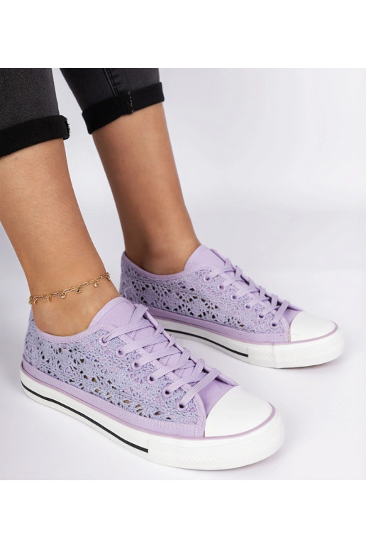 Fioletowe trampki damskie ażurowe Saha