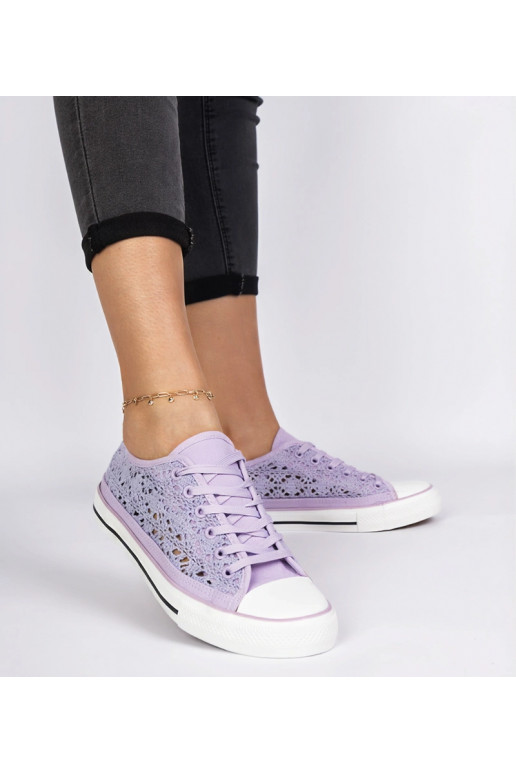 Fioletowe trampki damskie ażurowe Saha