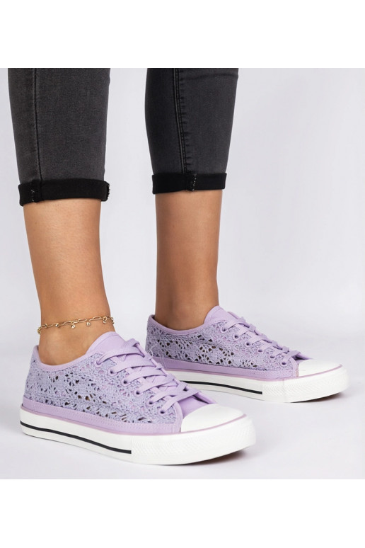 Fioletowe trampki damskie ażurowe Saha