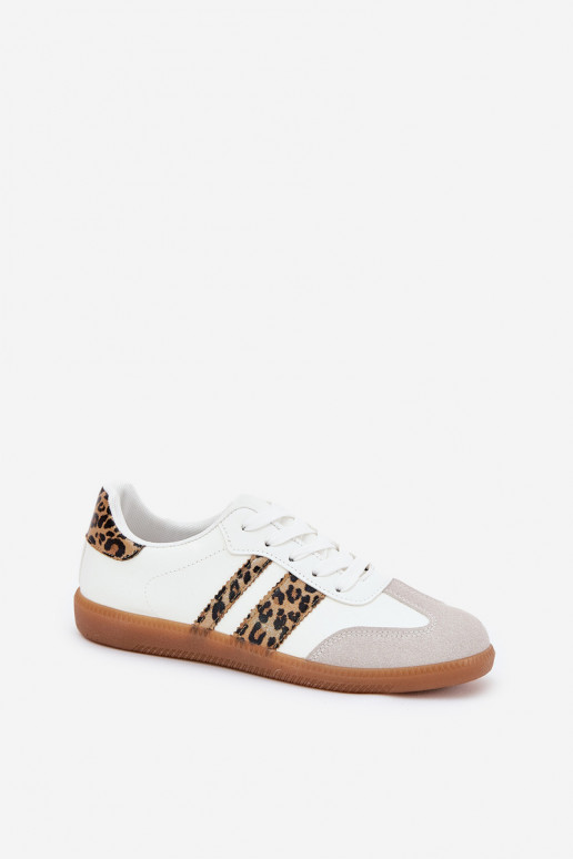 Low Women's Sneakers Made Of Eco Leather Leopard Print White Nonalorin