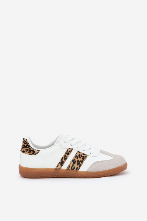 Low Women's Sneakers Made Of Eco Leather Leopard Print White Nonalorin
