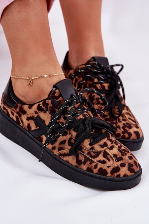 Low Women's Sports Shoes In Leopard Print Brown Zelevelis