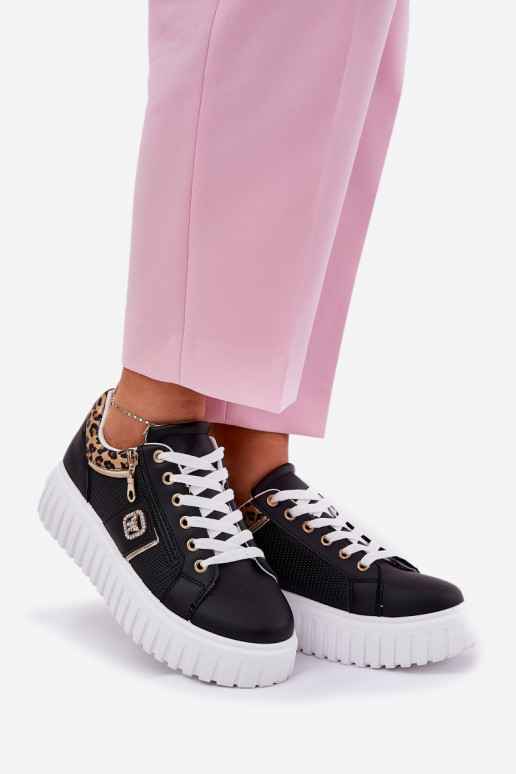 Womens Sports Shoes On Platform Made Of Eco Leather Panther Black Velionna Womens Sports Shoes On Platform Made Of Eco Leather Panther Black Velionna