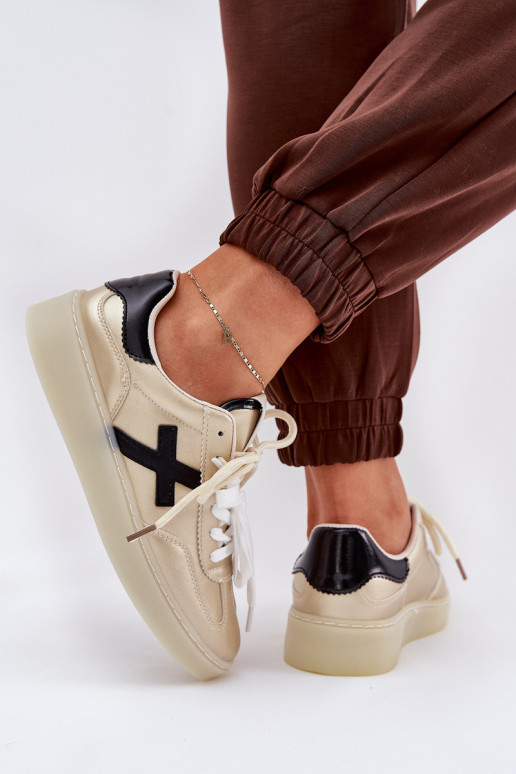 Niskie Buty Sportowe Damskie Złote Zelevelis