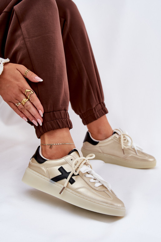 Niskie Buty Sportowe Damskie Złote Zelevelis