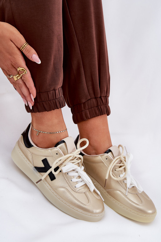 Niskie Buty Sportowe Damskie Złote Zelevelis