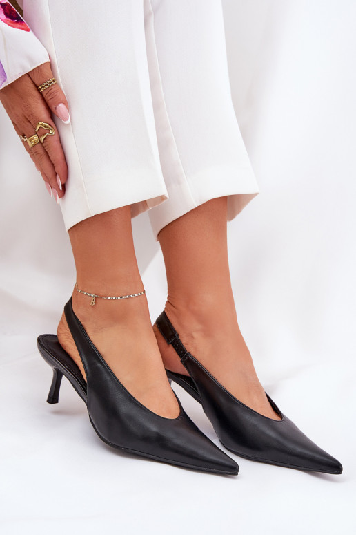 Lacquered High Heels With Open Heel Black Emmizola