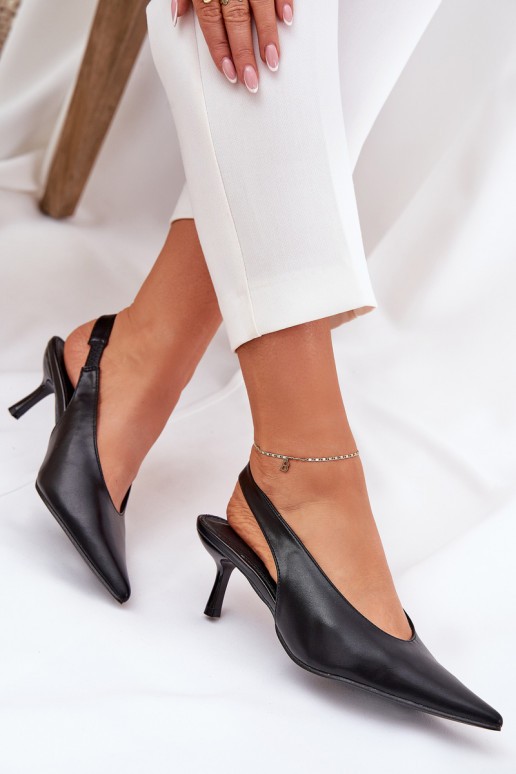 Lacquered High Heels With Open Heel Black Emmizola