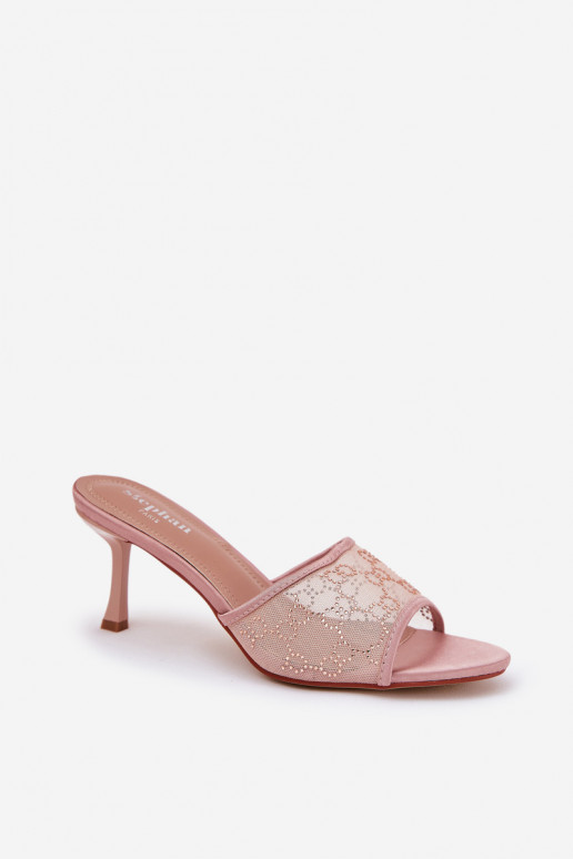 Embellished Stiletto Sandals Champagne Ennoriel